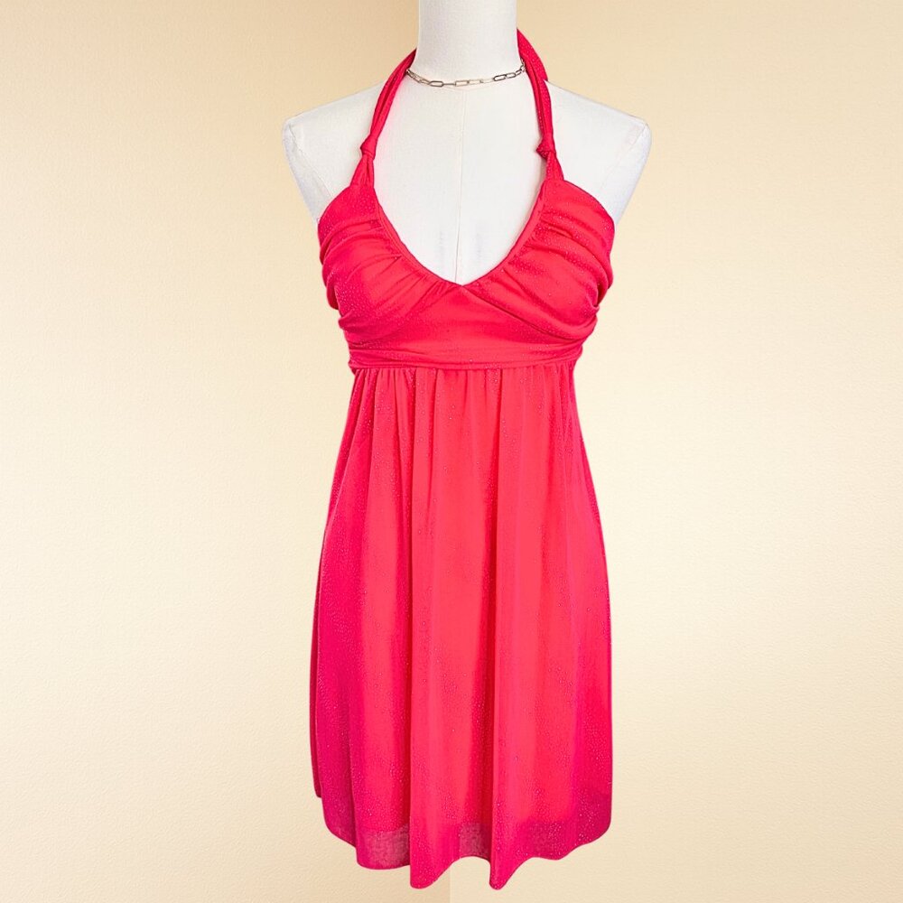 Vintage Jodi Kristopher Pink Sparkle Halter Dress